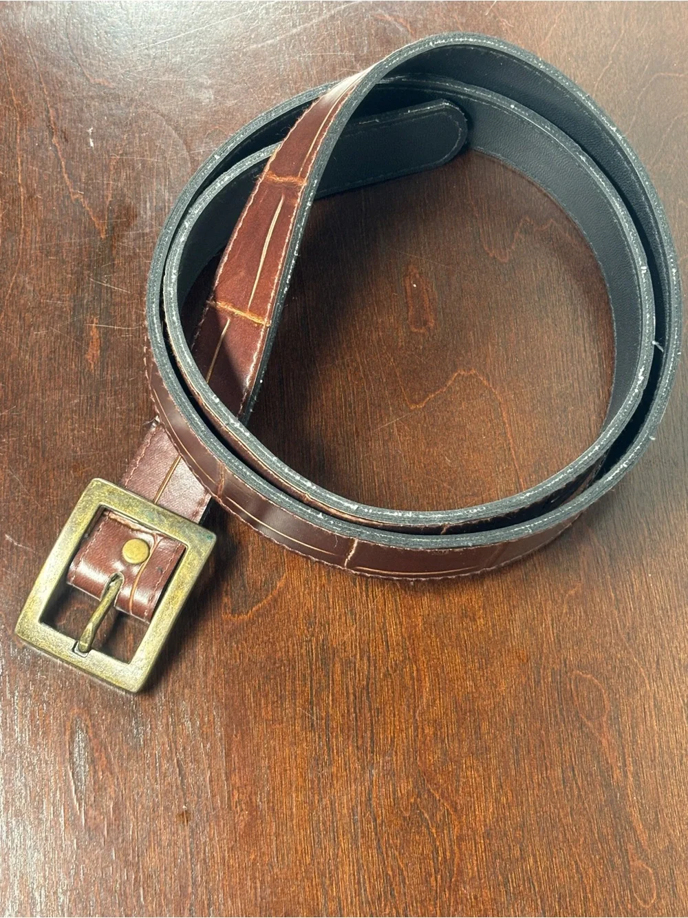 Croc Embossed Brown Men’s Belt